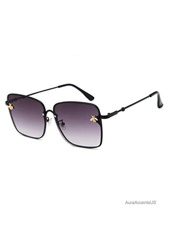 Accessories - Oversized Square Gradient Sunglasses Full Frame Retro Metal Women
